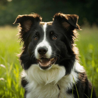 portrait of border collie in grass