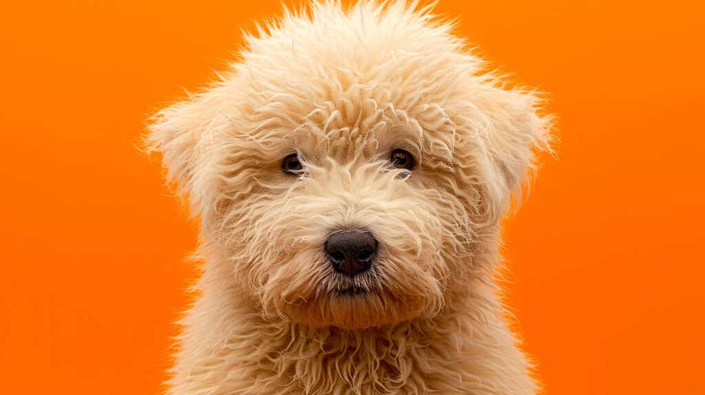 F1b Goldendoodle Puppy Staring At Camera