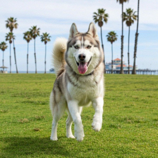 husky in Huntington Beach, California