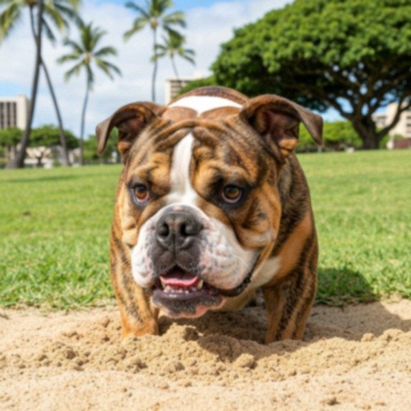 English Bulldog in Honolulu, Hawaii