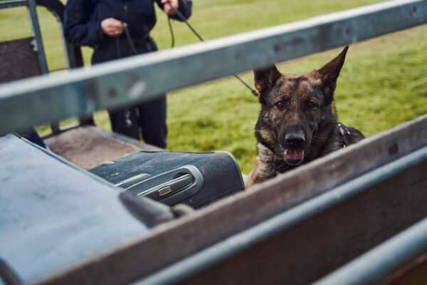 Dutch Shepherd Inside A Vehicle During A Training Or Working Activity