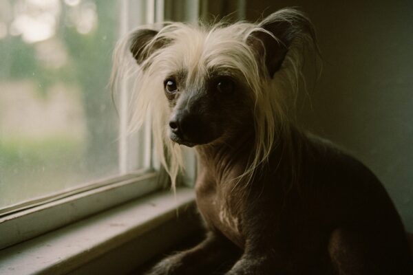 Chinese Crested Dog By The Window