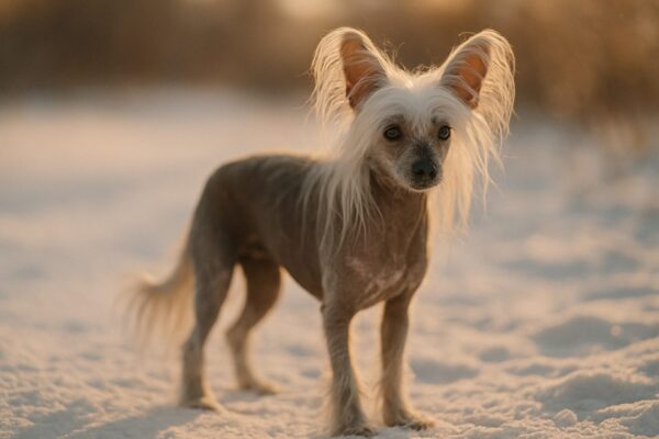 Chinese Crested Dog In The Snow