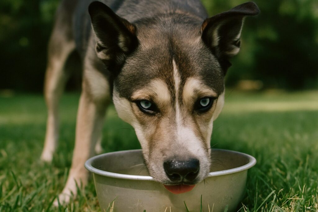 Husky Pitbull Mix Drinking Water