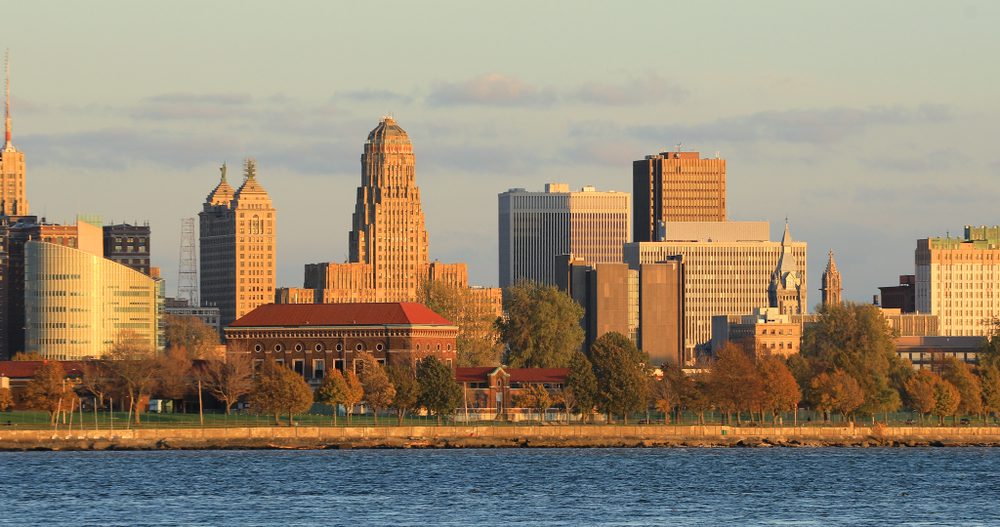 Buffalo New York skyline across the Niagara river