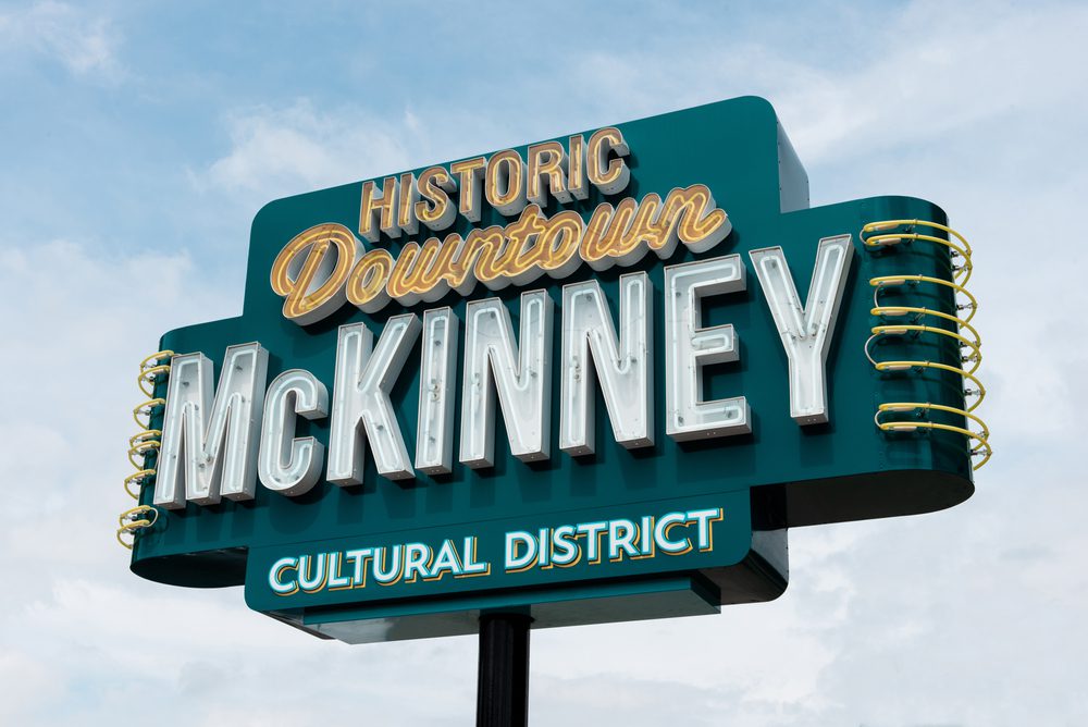neon sign for historic downtown McKinney