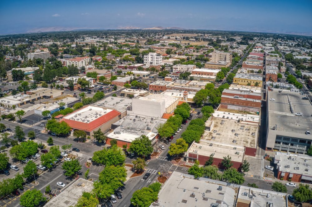 aerial view of downtown visalia