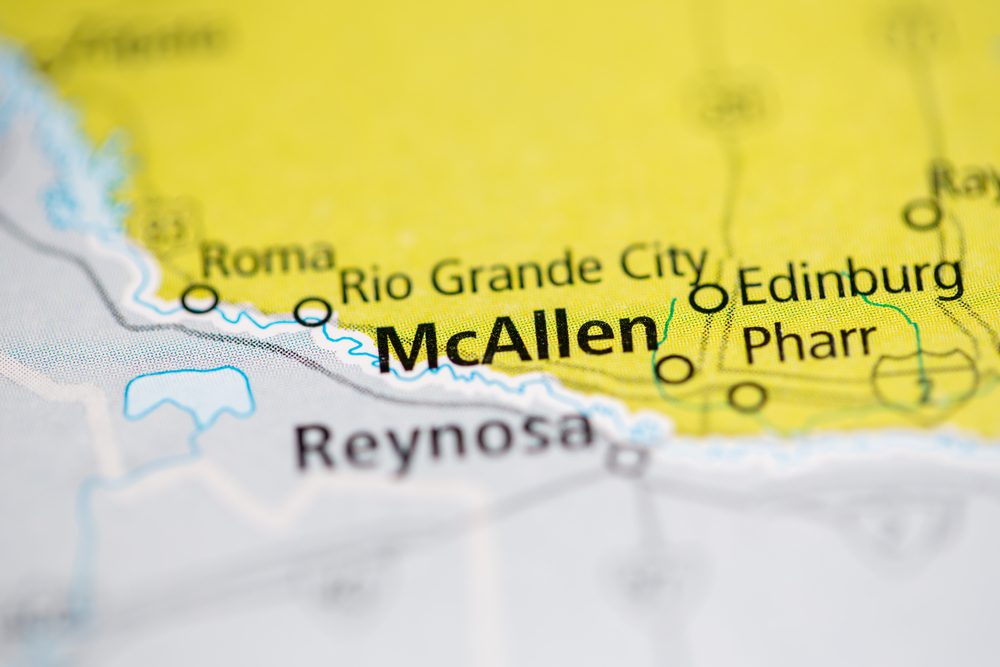 mcallen highlighted on the map