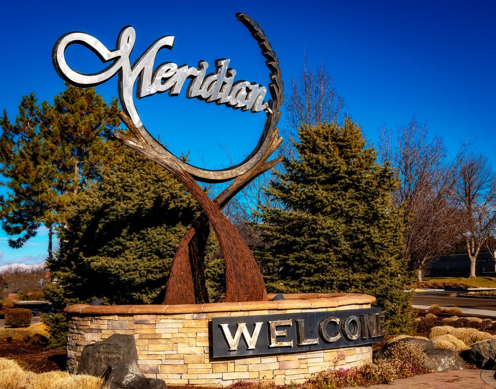 view of Meridian welcome sign