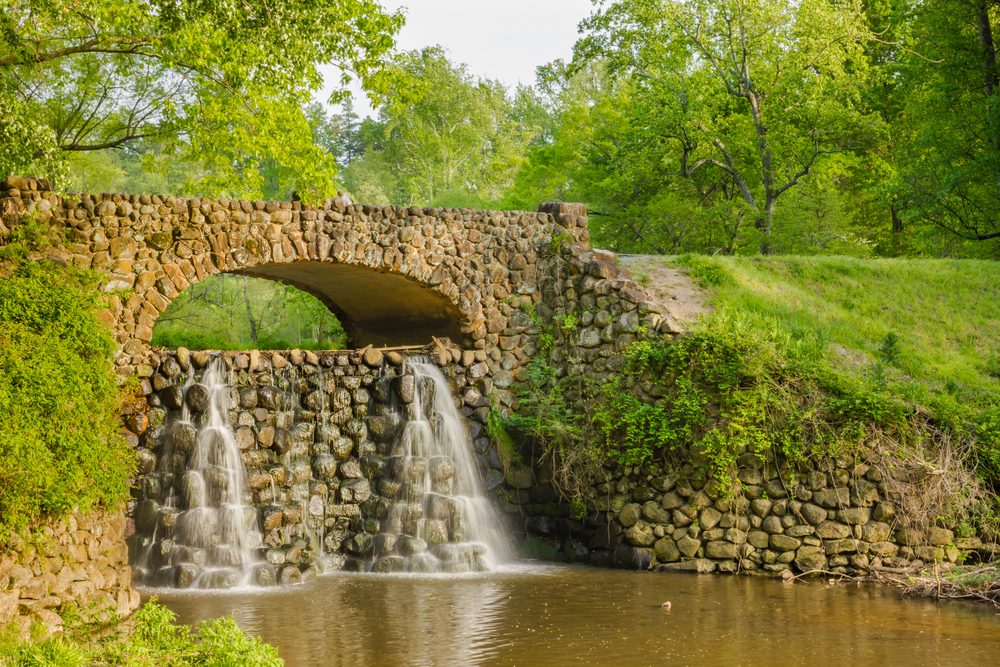 waterfall bridge at reynolda gardens