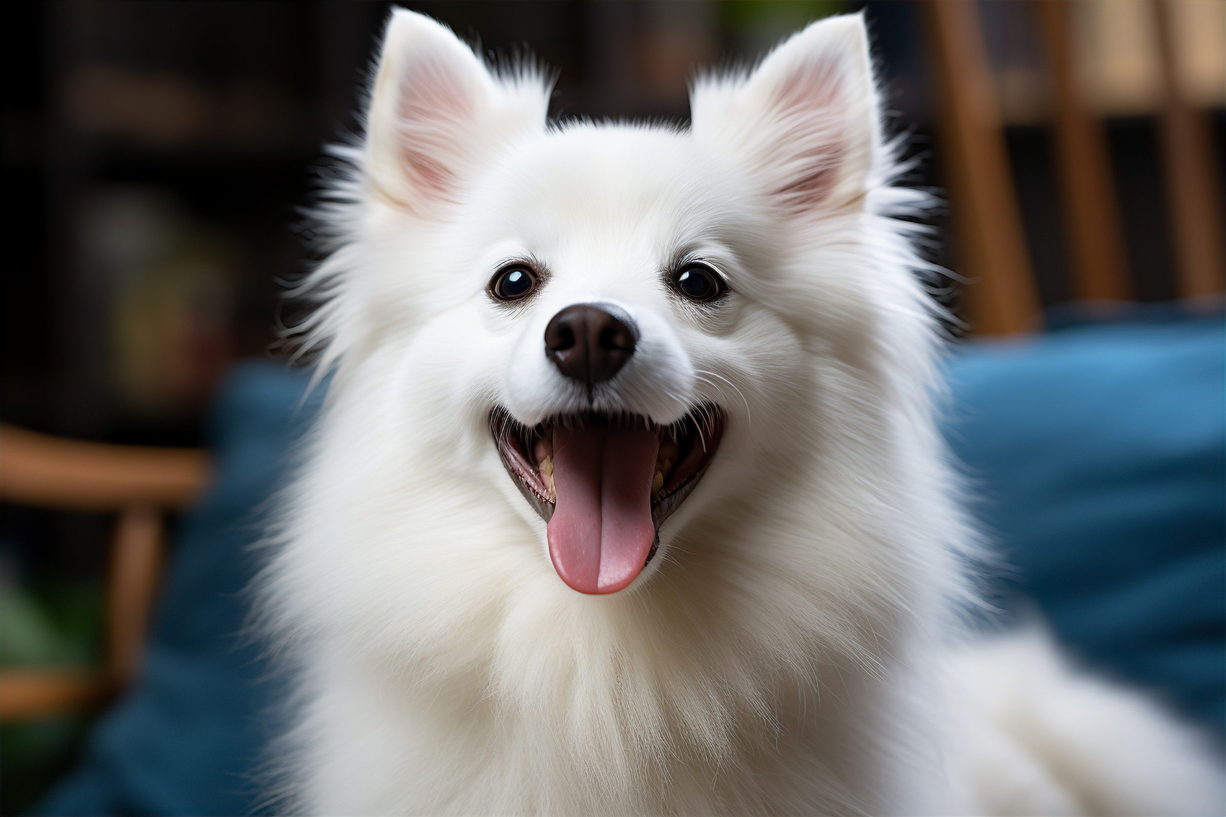 Beautiful cute white fluffy purebred dog portrait