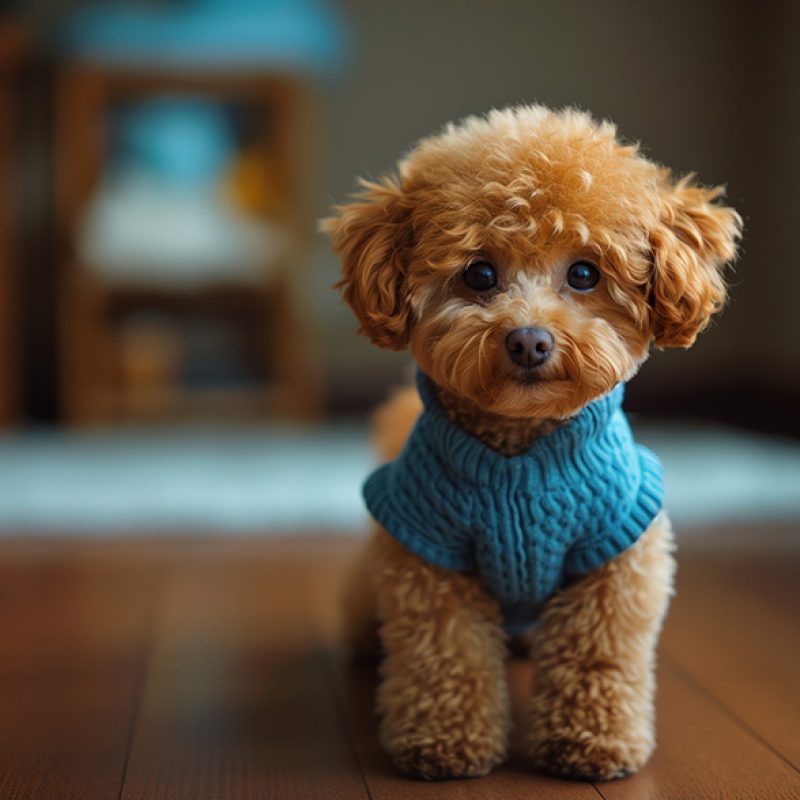 small teacup poodle puppy in shirt